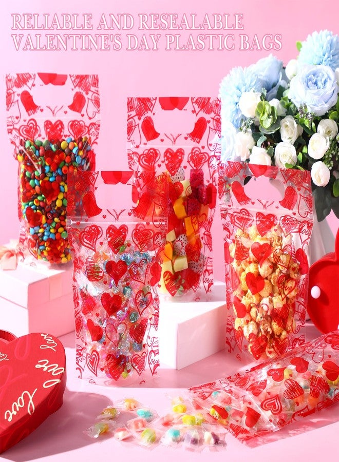 Blosssound 50 Pcs Valentines Day Gift Bags Resealable Love Plastic Bags Valentines Party Favor holder with Handle for Wedding Party Candy Gift Wrapping Supplies Decor (Love) - Image 4